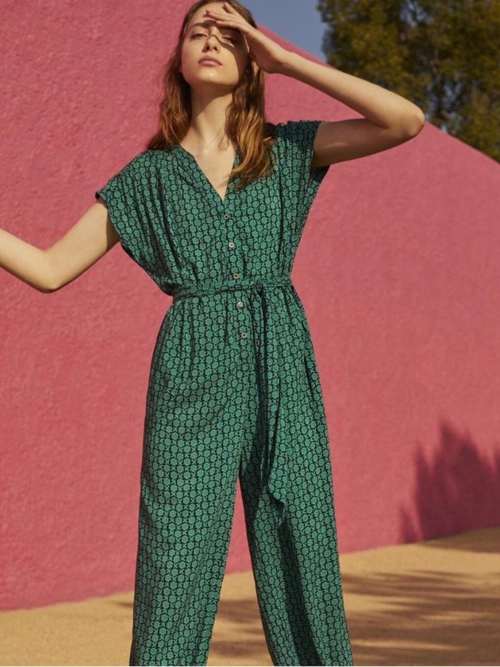 Anthropologie Maeve Geoscope Jumpsuit with Belt